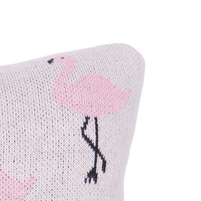 Pink Cotton Flamingo Knitted Petite Throw Pillow