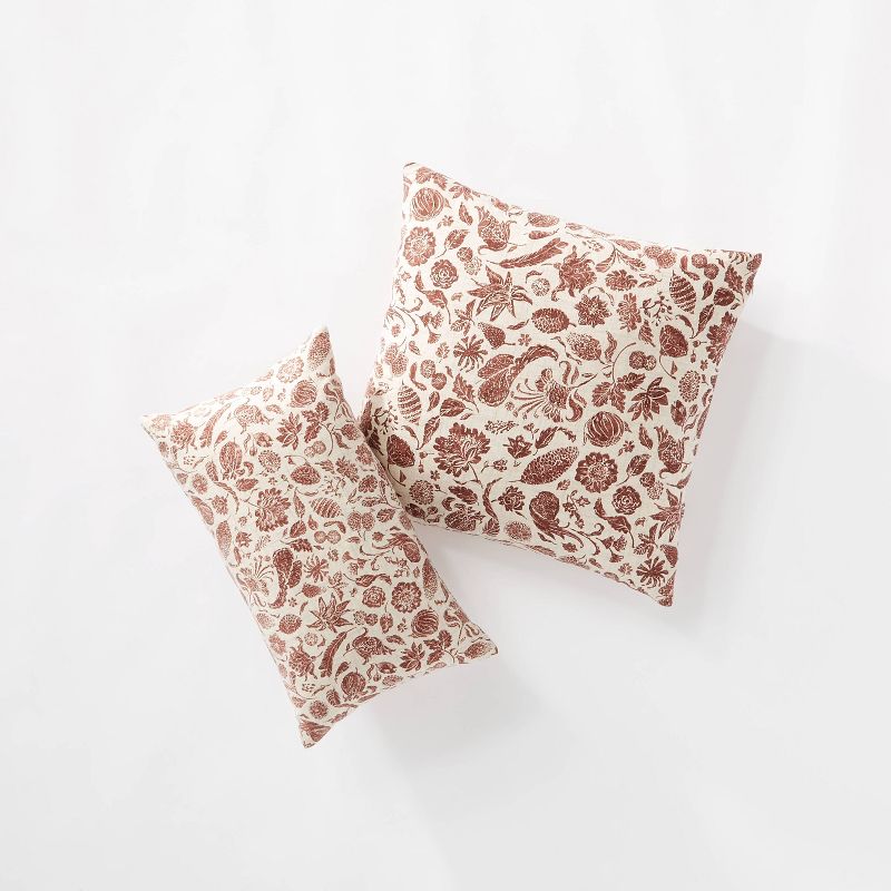 Floral Printed Lumbar Throw Pillow Rust/Cream - Threshold&#8482; designed with Studio McGee, 5 of 6