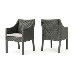 Christopher Knight Home Antibes Outdoor Wicker Dining Chairs with Cushion (Set of 2) - 1 of 4