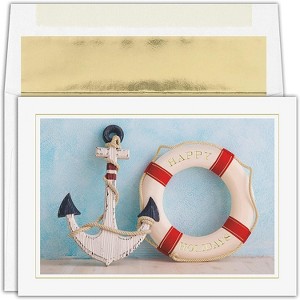 Masterpiece Studios Warmest Wishes 18-Count Boxed Holiday Cards With Foil-Lined Envelopes, Anchored for the Holidays, 5.6" x 7.8" (948100) - 1 of 1