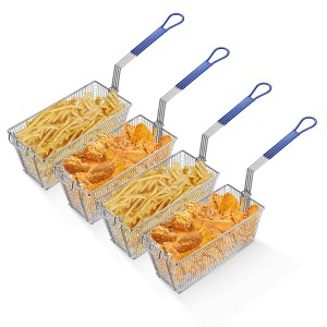 WeChef 4 Pack Deep Fryer Basket with Non-slip Handle Nickel Plating Heavy Duty Construction Fryer Basket for Commercial Restaurant Kitchen Blue - 1 of 4