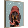 Amanti Art 23"x28" Dachshund with Woolly Hat and Scarf by Fab Funky Framed Canvas Wall Art - 2 of 4
