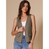INSPIRE CHIC Women's Casual Linen Loose Faux Flap Pocket Lightweight Blazer Vest - 2 of 4