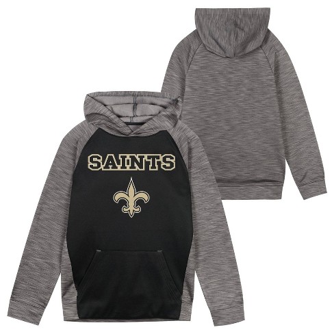 NFL New Orleans Saints Boys' Black/Gray Long Sleeve Hooded Sweatshirt - XS