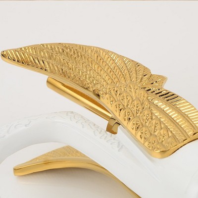 White and Gold Swan Single Handle Bathroom Vessel Faucet