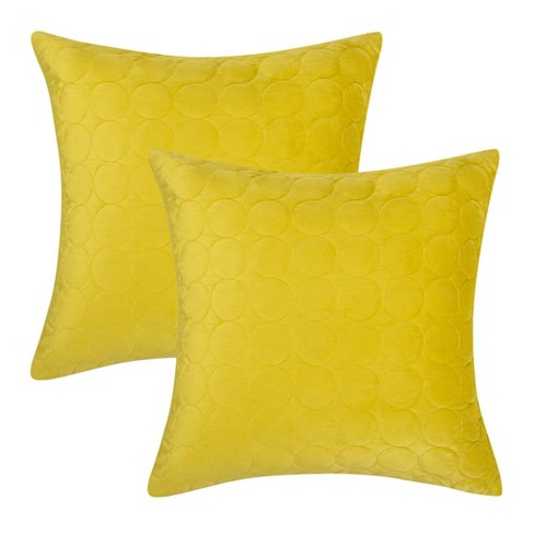 Trinity 2 Pieces Velvet Decorative Throw Pillow Covers Yellow 20 x 20 Inches