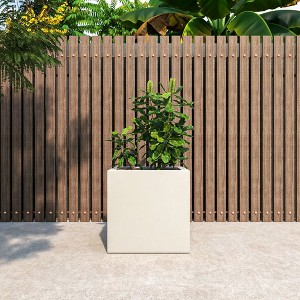 LeisureMod Fern Fiberstone Square Planter Pot for Indoor and Outdoor Use - 1 of 4