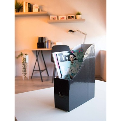 Black and White Corrugated Cardboard Document and Magazine Holders, 8-Pack