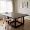 HomeRoots 60" Dark Brown and Black Solid Wood and Iron Frame Base Square Dining Table - 2 of 4