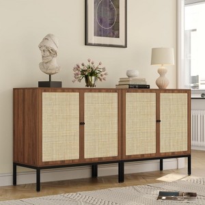 Brafabhome Boho Rattan Sideboard Storage Cabinet Set of 2, Modern Buffet Cabinet with Storage Shelf for Living Room, Dining Room, Entryway, Kitchen - 1 of 4