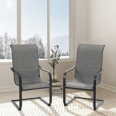 2pk Steel Patio Padded Sling C-Spring Arm Chairs - Captiva Designs