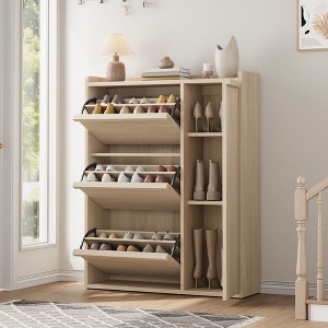 Garvee Shoe Cabinet with 3 Drawers, Wooden Shoe Organizer with Adjustable Shelf, Shoe Storage Cabinet, Hidden Shoe Cabinet for Hallway Living Room - 1 of 4