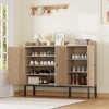 Shoe Cabinet with 3 Rattan Doors, Freestanding Shoe Storage Organizer with Adjustable Shelves - 3 of 4