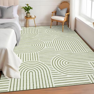 Modern Washable Area Rug, Geometric Pattern Throw Carpet with Non Slip Backing, Low Pile Stain Resistant Floor Carpet for Living Room - 1 of 4