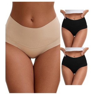INSPIRE CHIC Women's High Waist Tummy Control Full Coverage Briefs Breathable Panties 3 Packs - 1 of 4