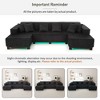Whisen 130" Sectional Sofa, Modern U-Shaped Sectional Sofa, Upholstered Couch with 6 Pillows - 4 of 4