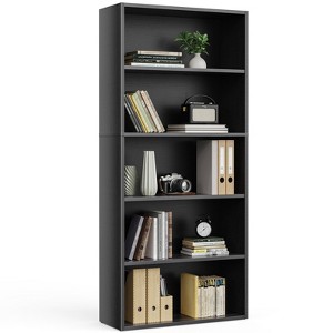 5 Shelf Industrial Bookcase, 53" Tall Floor Standing Open Bookshelf for Home Office, Bedroom & Living Room, Black - 1 of 4