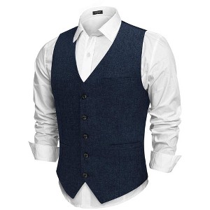 COOFANDY Men Casual Suit Vest Formal Dress Vest Slim Fit Waistcoat Business Wedding - 1 of 4