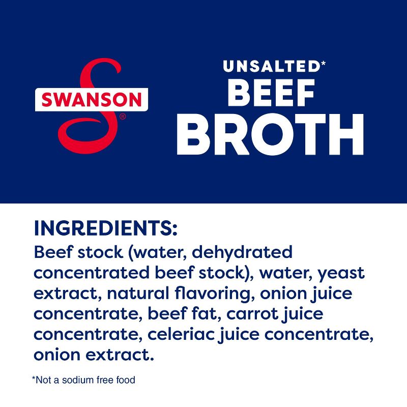 Swanson 100% Natural Gluten Free Unsalted Beef Broth - 32 fl oz, 4 of 15