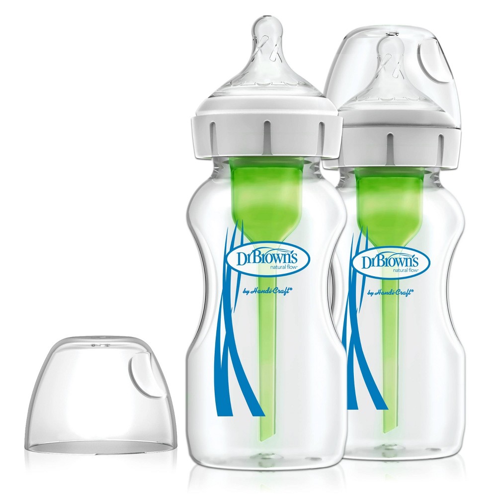 Dr. Brown's Options+ Wide-Neck Anti-Colic Glass Baby Bottle - 9oz/2pk -  52503380