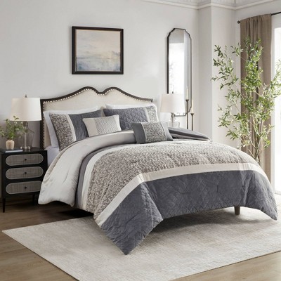 Gray King Microfiber Jacquard 7-Piece Bedspread Set