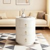 Gulches Fully Assembled Round Nightstand 3 Drawers, White Finish and Gold Handles, 15.94”W×15.94”D×20.87”H Versatile - 3 of 4