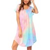 Ekouaer Womens Nightgown Soft Sleepwear Pleated Sleepshirt Sleep Dress Short Sleeve Nightdress - 2 of 4