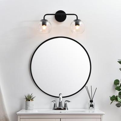 Modern Black Iron and Clear Glass 2-Light Wall Sconce