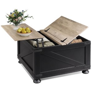 GALAXHERO Coffee Table 31.5" Square Farmhouse Lift Top with Storage and Flip-Top Hidden Compartment, Wood-Grain Center Table for Living Room, Bedroom - 1 of 4