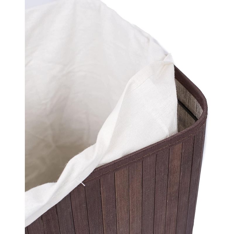 BirdRock Home Bamboo Double Laundry Hamper with Lid and Cloth Liner - Espresso, 4 of 6