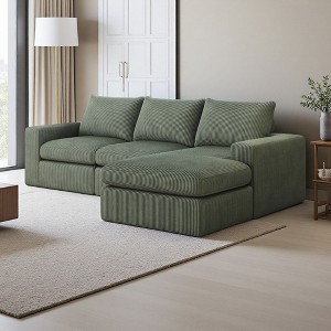 99" Corduroy Cloud Modular L-Shaped Sectional Sofa with Chaise - 1 of 4