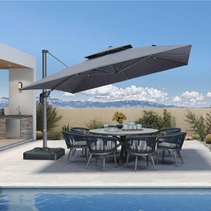 PURPLE LEAF Outdoor Cantilever Umbrellas with Base Large Patio Umbrella Offset Umbrella 360 Degree Rotation - 1 of 4