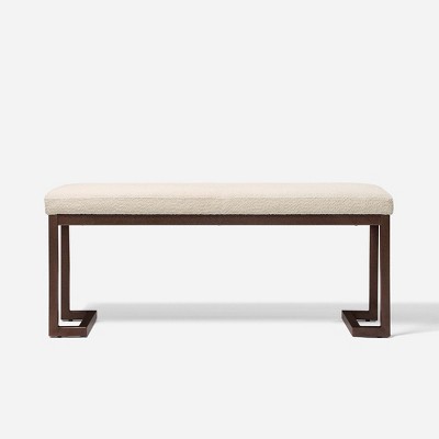 NicBex Modern 48" Bedroom Bench Boucle Upholstered Accent Stools with Metal Frame for Bedroom and Entryway