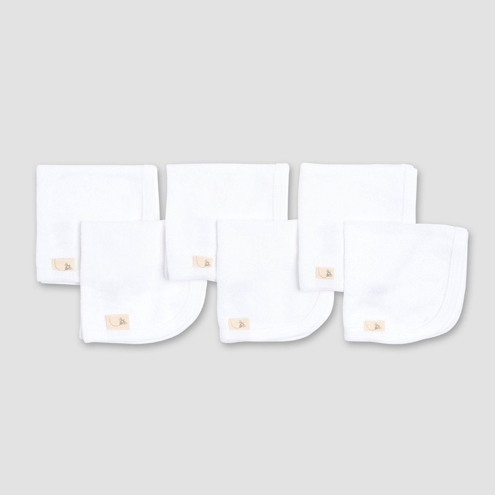Photos - Towel Burt's Bees Baby® Baby 6pk Organic Cotton Washcloth Mitts - White Newborn
