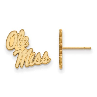 Black Bow Jewelry 14k Yellow Gold Mississippi Rebels NCAA Post Earrings