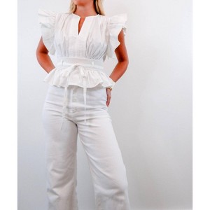 Women's Flutter Sleeve Peplum Top - Strut & Bolt - 1 of 4