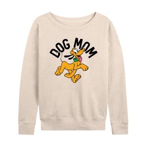 Women's - Disney - Dog Mom Pluto Lightweight French Terry Wide Neck Long Sleeve Shirt - 1 of 4