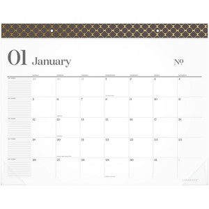 WorkStyle Monthly Desk Pad Calendar, 21.75 x 17, White Sheets, Brown/Gold Headband, Clear Corners, 12-Month (Jan-Dec): 2025 - 1 of 1