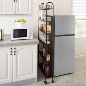 HDZNVF 6-Tier Rolling Cart Gap Kitchen Slim Slide Out Storage Tower Rack with Wheels - 1 of 4