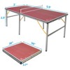 DSVIMOY Portable Ping Pong Table, 6ft Compact Foldable Table Tennis Table Set with Net, 2 Paddles & 3 Balls for Indoor Outdoor, Red, 72"*36"*30" - 3 of 4