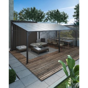 12x20 FT Lean to Gazebo, Hardtop Wall Mounted with Polycarbonate Roof, Heavy Duty  Aluminum Frame Patio Awnings for Deck, Porch, Backyard, Garden - 1 of 4
