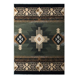 Emma and Oliver Olefin Accent Rug with Complementary Southwestern Pattern and Jute Backing - 1 of 4