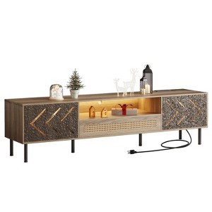 NicBex TV Stand Media Console LED Gaming Console Mid Century Modern Entertainment Center with Storage for Living Room, Bedroom, Oak - 1 of 4