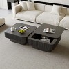 31" Square Coffee Table with Hidden Storage, Wood Veneer Accent Table with Flip‑Top Lid and Slatted Sides for Living Room or Apartment-Koiai - 2 of 4