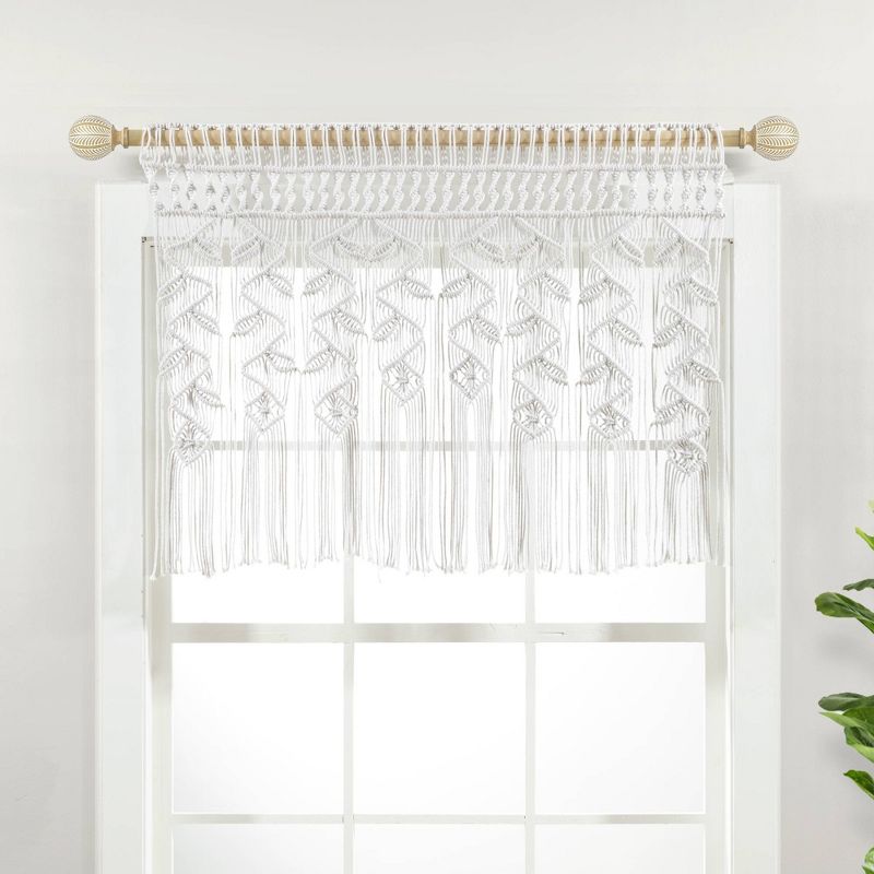 30"x40" Boho Macrame Leaf Cotton Kitchen Curtain Valance - Lush Décor, 1 of 8