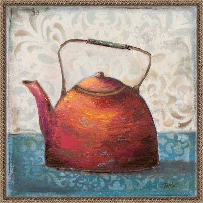Amanti Art The Red Teapot by Patricia Pinto Canvas Wall Art Print Framed 16 x 16-in.