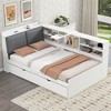 TIRAMISUBEST Wood Twin/Full Size Daybed with Trundle, Shelves and Storage Headboard, Modern Sofa Bed Frame with Rotatable Storage Board - 2 of 4