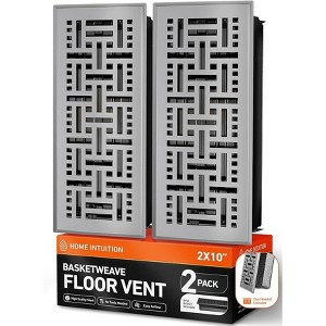 Home Intuition Basketweave Floor Vent Cover 4X12 Inch with Mesh Cover Trap Heat and Air Walkable Metal Floor Vent for HVAC Duct, Light Grey - 1 of 4