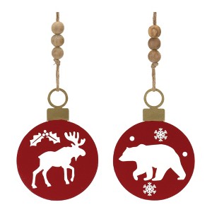 Christmas Metal Cut Out Bear and Moose Ornament Set of 12 Iron 7.5" Height Tree Decor by Melrose - 1 of 3