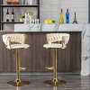 Okak Velvet Bar Stools with Chrome Footrest and Base Set of 2, Swivel Barstools with Adjustable Mechanical Lifting, Counter Height Stools - 2 of 4